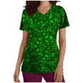 thumbnail image 1 of Fiudx Ofertas Relámpago Blusa de Manga Corta con Cuello En V para Mujer, Uniforme de Trabajo, Impresión de Bolsillo, 1 of 5