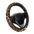 thumbnail image 6 of Uorisanigo Leopard Print Car Steering Wheel Cover Brown Fuzzy Steering Wheel Cover 15 Inches Easy to Install Car Steering Wheel Protector for Winter Non Slip Car Wheel Covers Gift for Friends, 6 of 8