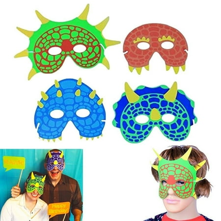 Dinosaur Mask | Party Costume Foam Mask  | Birthday Party Supplies | 12 Pieces | Fun Masquerade Idea | Dazzling (Best Masquerade Costume Ideas)