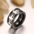 thumbnail image 5 of 10mm Matte Finished Stainless Steel Black Plated Band Men Wedding Ring Size 7-12, 5 of 6