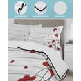 thumbnail image 4 of Quilts Full Size Bedding Set, Red Poppy Flowers Lightweight Quilted Comforter, Spring Modern Abstract Floral Wood Soft Reversible Bedspread Coverlet with Pillow Covers for All Season, 78" x 90", 4 of 7