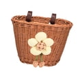 thumbnail image 4 of Cesta de bicicleta para niños, hecha a mano, con asa delantera tejida. Marrón, 4 of 9