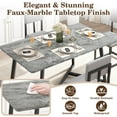 thumbnail image 3 of UHOMEPRO Dining Table Set for 4, Modern 5 Piece Dining Room Table Set with Faux Marble Tabletop and 4 Leatherette Upholstered Chairs, Rectangle Kitchen Table Set Dining Set for Dining Room, Gray, 3 of 11