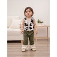 thumbnail image 4 of BemeyourBBs Toddler Baby Boy Girl Cow Print Vest Jacket Vintage Western Cowboy Outfit Cowgirl Vest PU Leather Cowprint Vest Open Front Jacket Sleeveless Waistcoat, 4 of 9