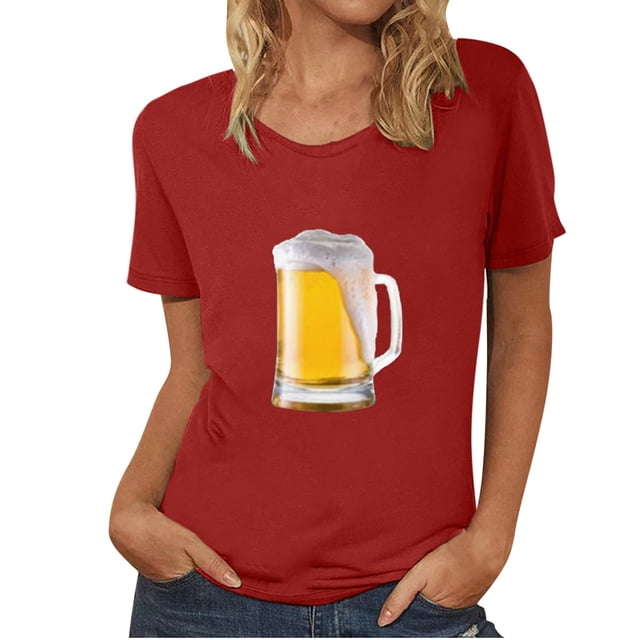 Blusa de mujer Oktoberfest Camiseta de cuello redondo Estampado de verano Jersey de manga corta Camiseta de mujer para hombre Tops Camisa Pompotops hfajkhk136051