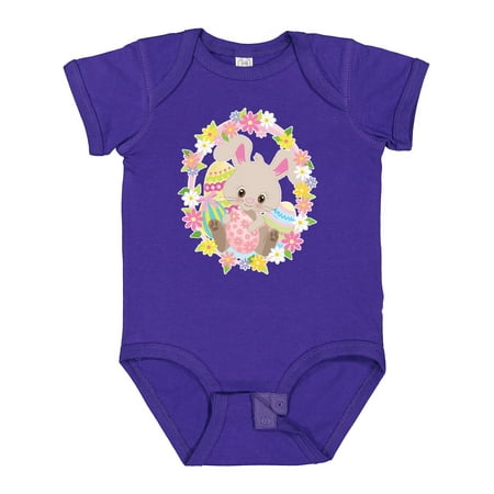 

Inktastic Easter Bunny with Flowers and Easter Eggs Gift Baby Boy or Baby Girl Bodysuit