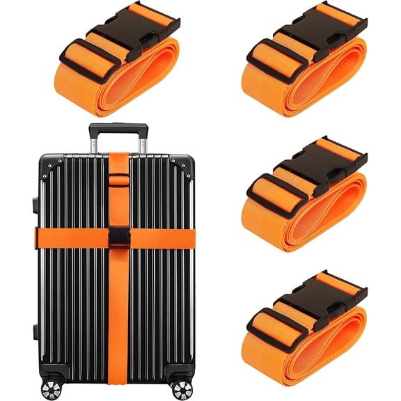 Luggage Straps for Suitcases TSA Approved Travel Belt 4 Pack by (01 Orange)