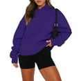 thumbnail image 2 of RPVATI Crop Sweatshirts for Women Long Sleeve Hoodies Vintage Plus Size Hooded Drop Shoulder Pullover Tops Y2k Clothes with Pockets Purple XL, 2 of 8
