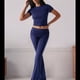 thumbnail image 5 of Pantalón de Traje de Corta Ajustado de Color Liso Azul Marino Talla S, 5 of 10