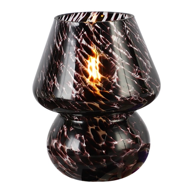 Vintage Glass Lamp with USB Remote Control, Rechargeable Bedside Night Light, Striped Shade Table Lamp for Bedroom Decor