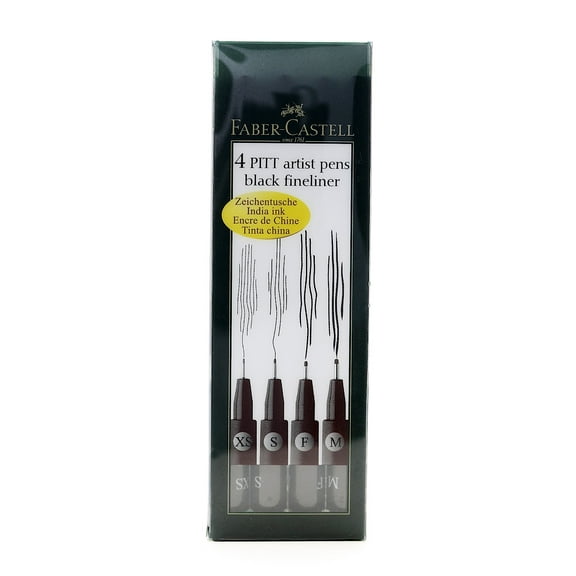 Pitt Artist Pen Wallet Sets black fineliner, set of 4 (pack of 2)