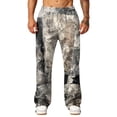 thumbnail image 5 of LTTVQM Mens Loose Fit Camo Trousers Camp Pixel Digital Camo All Over Digital Print Adjustable Drawstring Outdoor Athletic Wide Leg Trousers Coffee S, 5 of 7