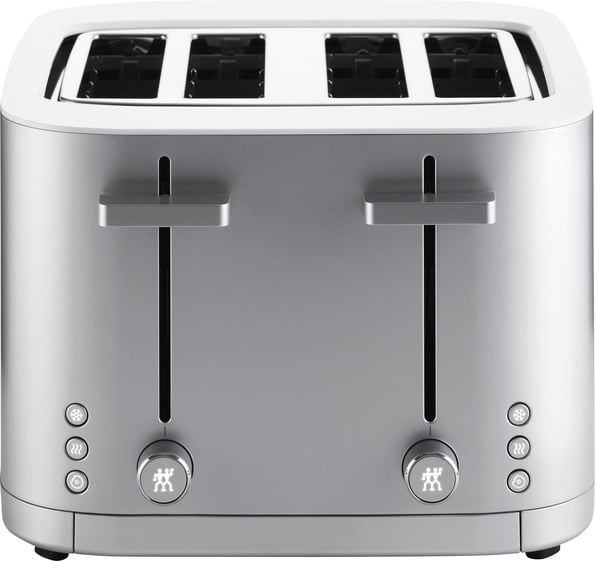 ZWILLING Enfinigy 4-Slice Toaster, Extra Wide 1.5" Slots for Bagels and Toast, Silver
