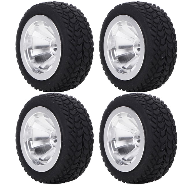 4 piezas de accesorios para modelos de coche RC compatibles con neumáticos de aluminio WLtoys 1/28 K989-53 RC (plateados)