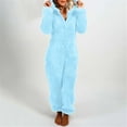 thumbnail image 2 of Rotm Adult Onesie Pjs for Women Women Onesies Fluffy Fleece Jumpsuits Sleepwear Plus Size Hood Sets Pajamas for Adult Winter Warm Pajamas Homewear Christmas Pajamas Sky Blue,S, 2 of 5