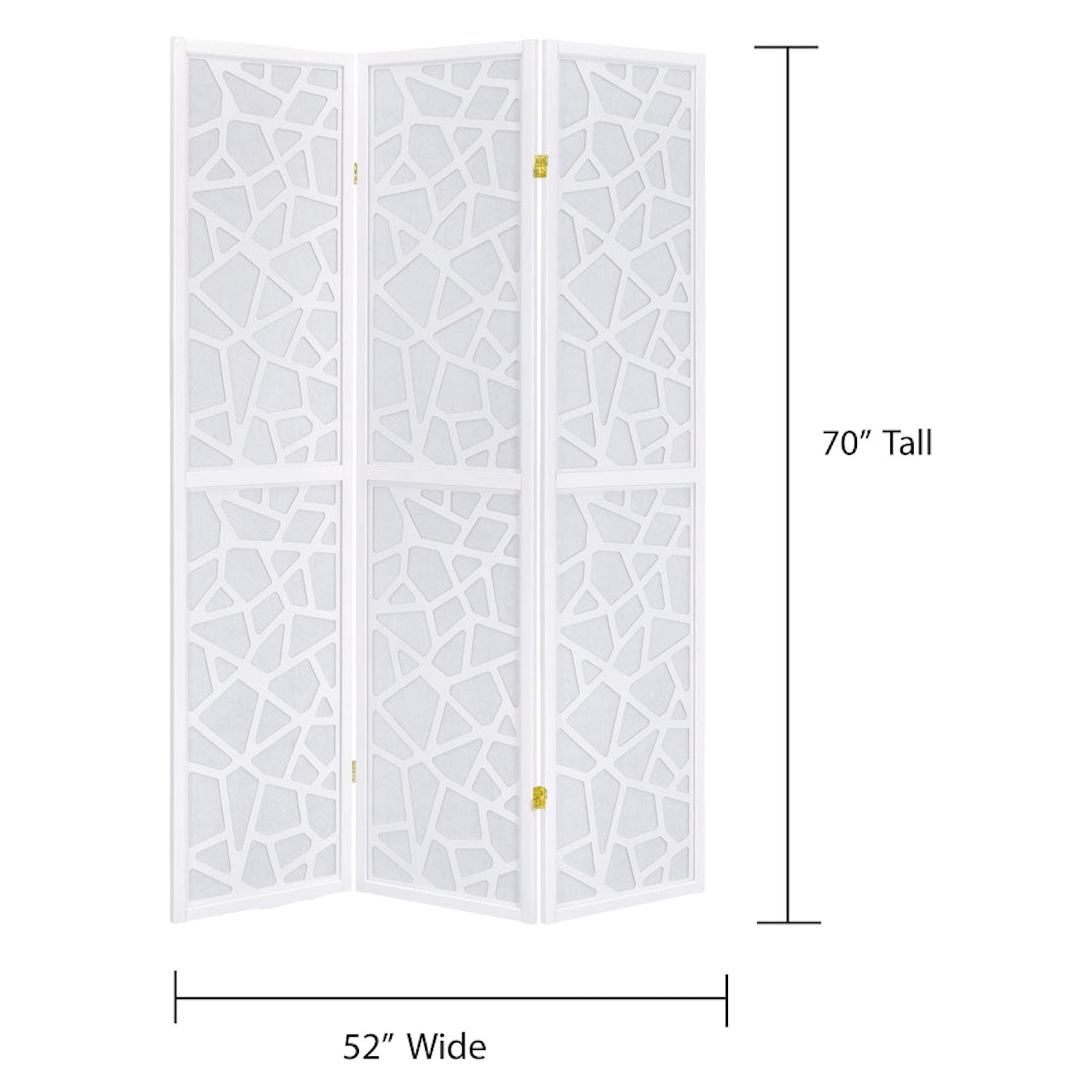 Legacy Decor 3 Panel Room Divider with Mosaic Cuts White Color