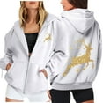 thumbnail image 4 of Christmas Hoodies for Women 2025 Long Sleeve Zip Up Graphic Hooded Sweatshirt with Pockets Holiday Jacket Coat, 4 of 7