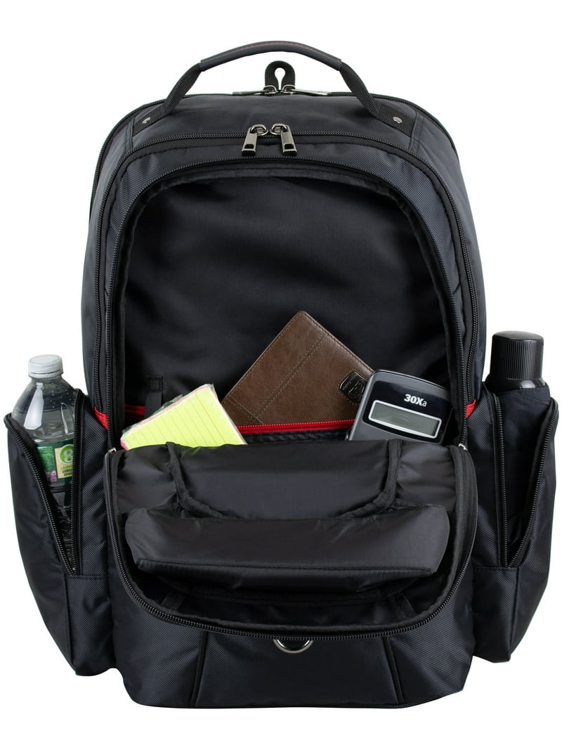 HUNT☆Travel Ripstop Backpack - Black/Red Box Logo Eastsport Unisex Limited Magnus Tech Backpack, Black with