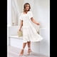 thumbnail image 5 of Vestido Midi Informal de Verano para Mujer, con Mangas Abullonadas, Cuello Cuadrado y Fruncido XL, 5 of 9