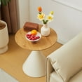 thumbnail image 4 of Design Brown & White Round Set of 2 Coffee Tables Medium-Density Fiberboard Steel Base Living Room Furniture, 4 of 17