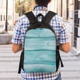 thumbnail image 4 of Defioc Teal Turquoise Wood Print Backpack -Travel,or Work Bookbag Daypacks with 15-Inch Laptop Sleeve and Dual Water Bottle Pockets, 4 of 6