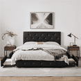 thumbnail image 6 of Renwick Diamond Button-Tufted Upholstered Platform Bed with Storage, Adult, Black, Queen, 6 of 13