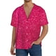 thumbnail image 1 of Fotbe Rose Red Glitter Camisa Estampada de Manga Corta para Hombre, Casual de Verano, Estilo Playero, Sin Arrugas-4X-Large, 1 of 5