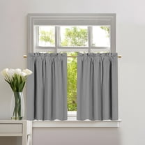 Rosnek 2 Panels Blackout Tiers Curtain for Small Window Rod Pocket Kitchen Curtains Room Darkening Short Curtains for Bedroom, Grey