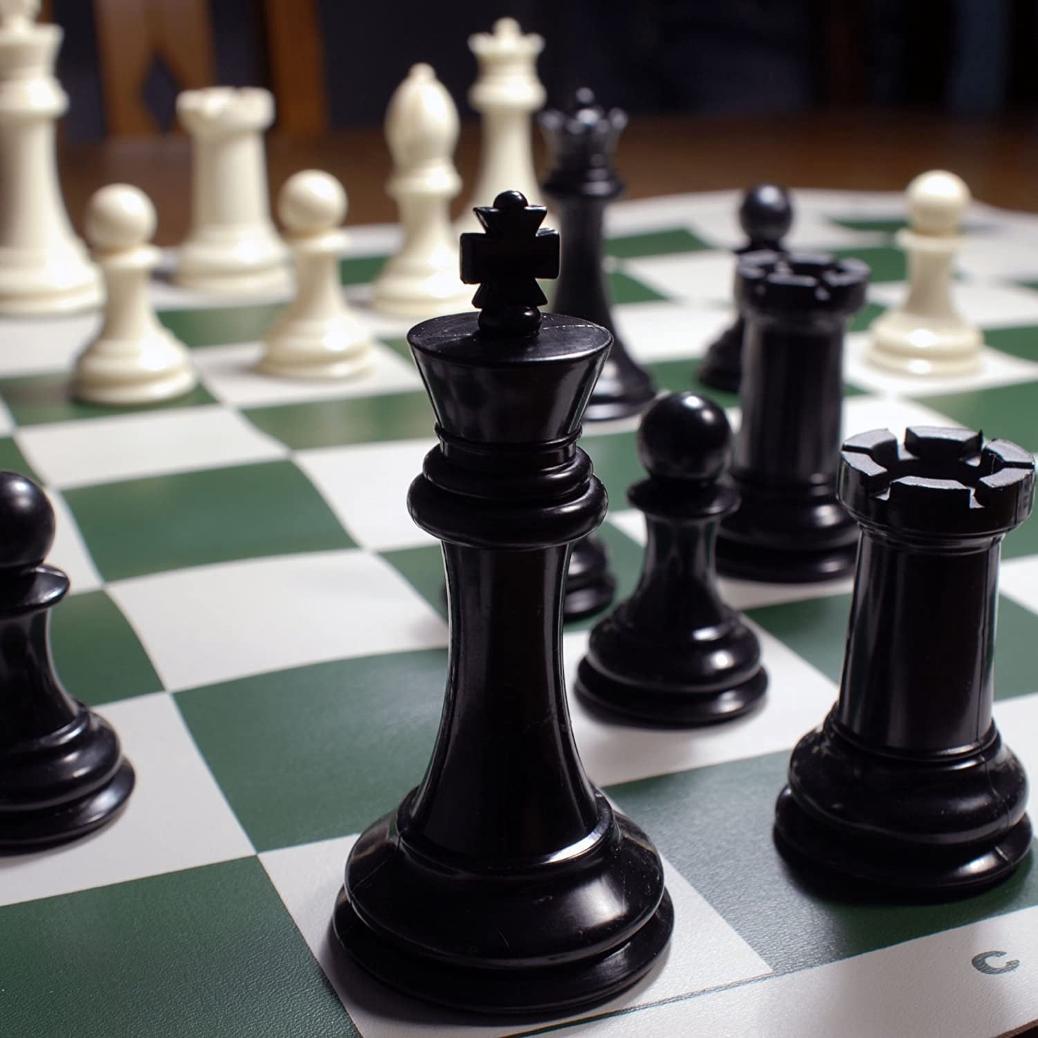 WE Games Complete Tournament Triple Weighted Chess Set, Green Roll-up Board