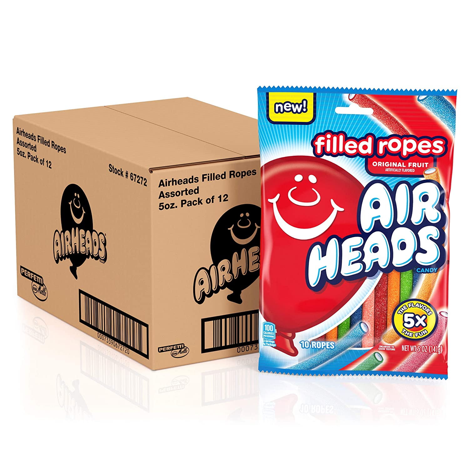 Airheads Filled Ropes Candy Fruit 5 Oz [12Bags]