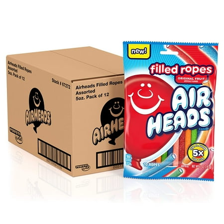Airheads Filled Ropes Candy Fruit 5 Oz [12-Bags] ((( BEST BY  05/20/25 ))