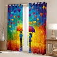 thumbnail image 2 of Feelyou Couple Anniversary Curtains Pack of 2 (42x84 Each), Romantic Love Heart Curtains Blackout, Oil Printing Watercolor Bedroom Curtains, Window Curtains Bedroom Decor, 2 of 6