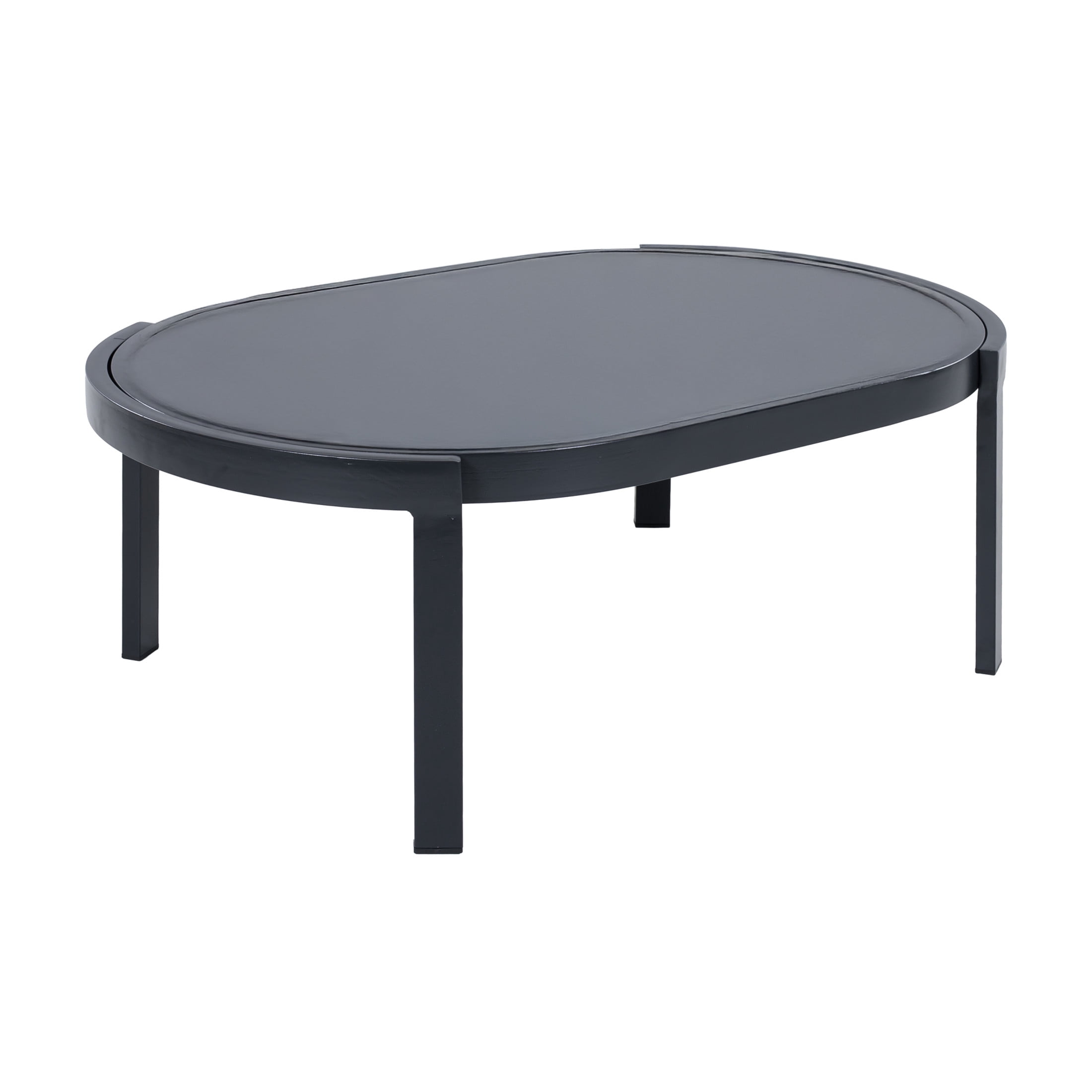 Christopher Knight Home Outdoor Oval Coffee Table, Aluminum Frame with Tempered Glass Top, Black