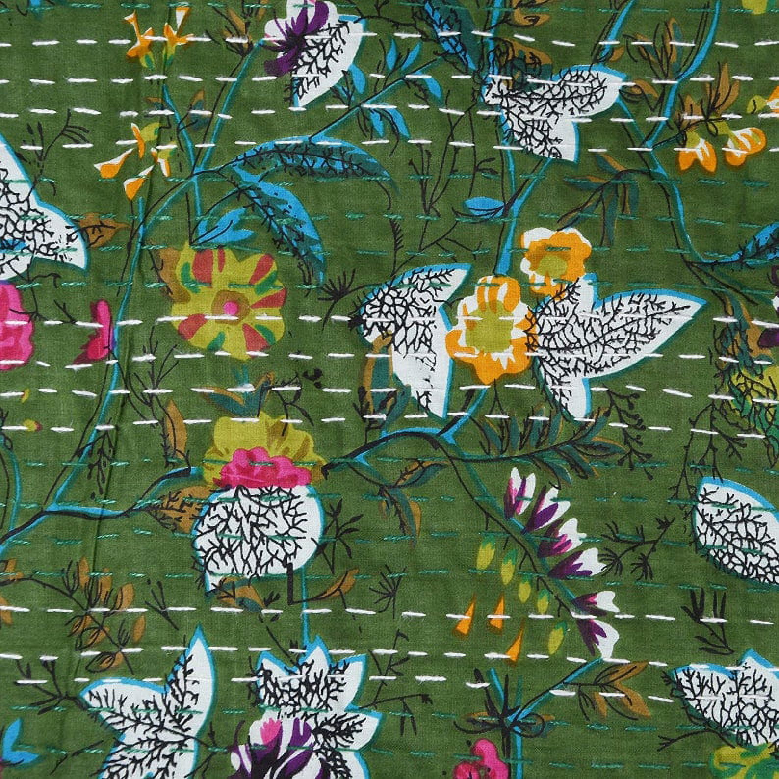 Indian Handmade Cotton Kantha Quilt Vinatge Blanket Quilted Paradise Kantha Bedding Throw Bohemian Bed Cover Kantha Gudari