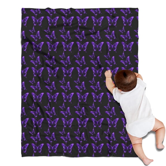 Purple Butterfly Pattern Blanket,Comfortable Soft Flannel Throw Blanket,All Season,Warm Lightweight Blankets for Sofa Bed Couch Living Room Chair,30"x40"