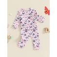 thumbnail image 3 of Suealasg Toddler Baby Girl Fall 2Pcs Outfits Dinosaur Butterfly Chicken Print Long Sleeve Sweatshirts Long Pants Set 6M 1T 2T 3T 4T Little Girls Autumn Clothes Set, 3 of 7