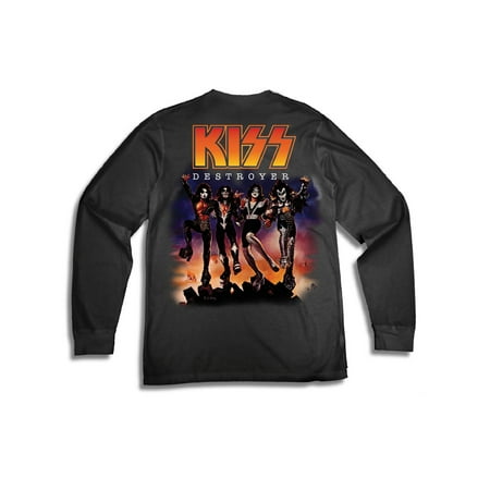 Men's KISS Destroyer Rock and Roll Logo Long Sleeve Graphic T (Best Music T Shirts)
