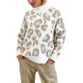 thumbnail image 1 of hirigin Women Loose Tops, Long Sleeve Stand Neck Leopard Print Casual Street Party Fall Shirt Knitting Pullover, 1 of 4