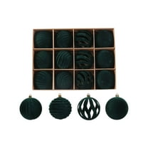 LanSuare 12Pcs Velvet Christmas Balls, 3.1" Flocked Christmas Tree Ball Ornaments, Shatterproof Plastic Xmas Ornaments for Holiday Wedding Party, Xmas Hanging Decoration(Green)