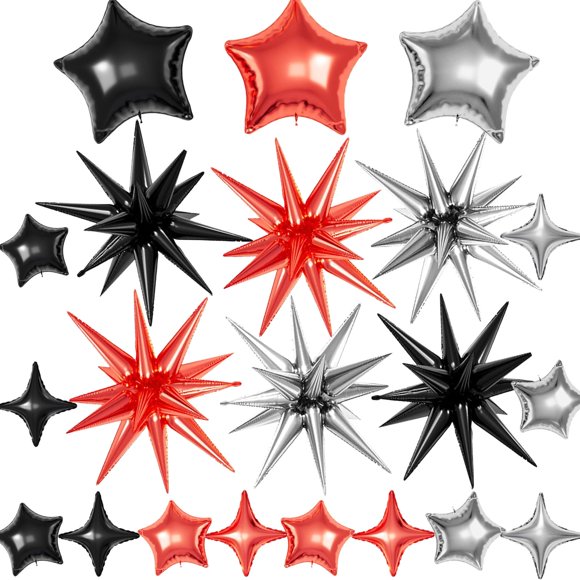 Star Balloons BZIDII, 21 unidades, láminas de mylar, 22, 18, 10 pulgadas