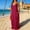 Hot Pink, variant on Spaghetti Strap Deep V-Neck Maxi Dresses for Women Backless Sleeveless with Pockets Split Solid Color Sundress Casual Personality Loose Flowy Beach Outdoor Party