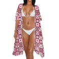 thumbnail image 3 of HELLHERO Heart Patchwork Bathing Suit Cover Up Polyester Kimono Free Size Long Kimono Swimsuit Cover Up for Women, 3 of 6