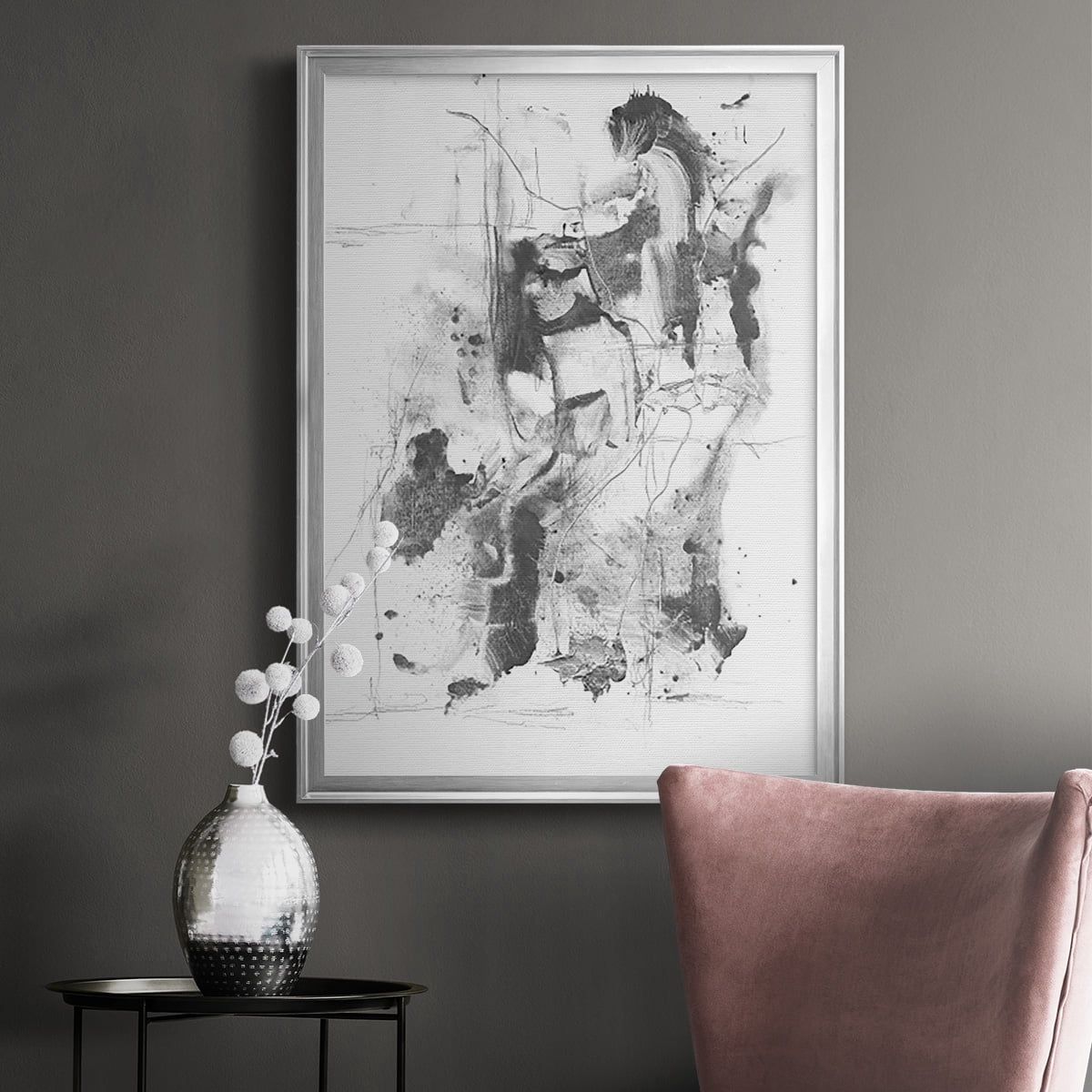Graphite Abstract I Premium Framed Print, in Gold, Black, or Silver - Ready to Hang