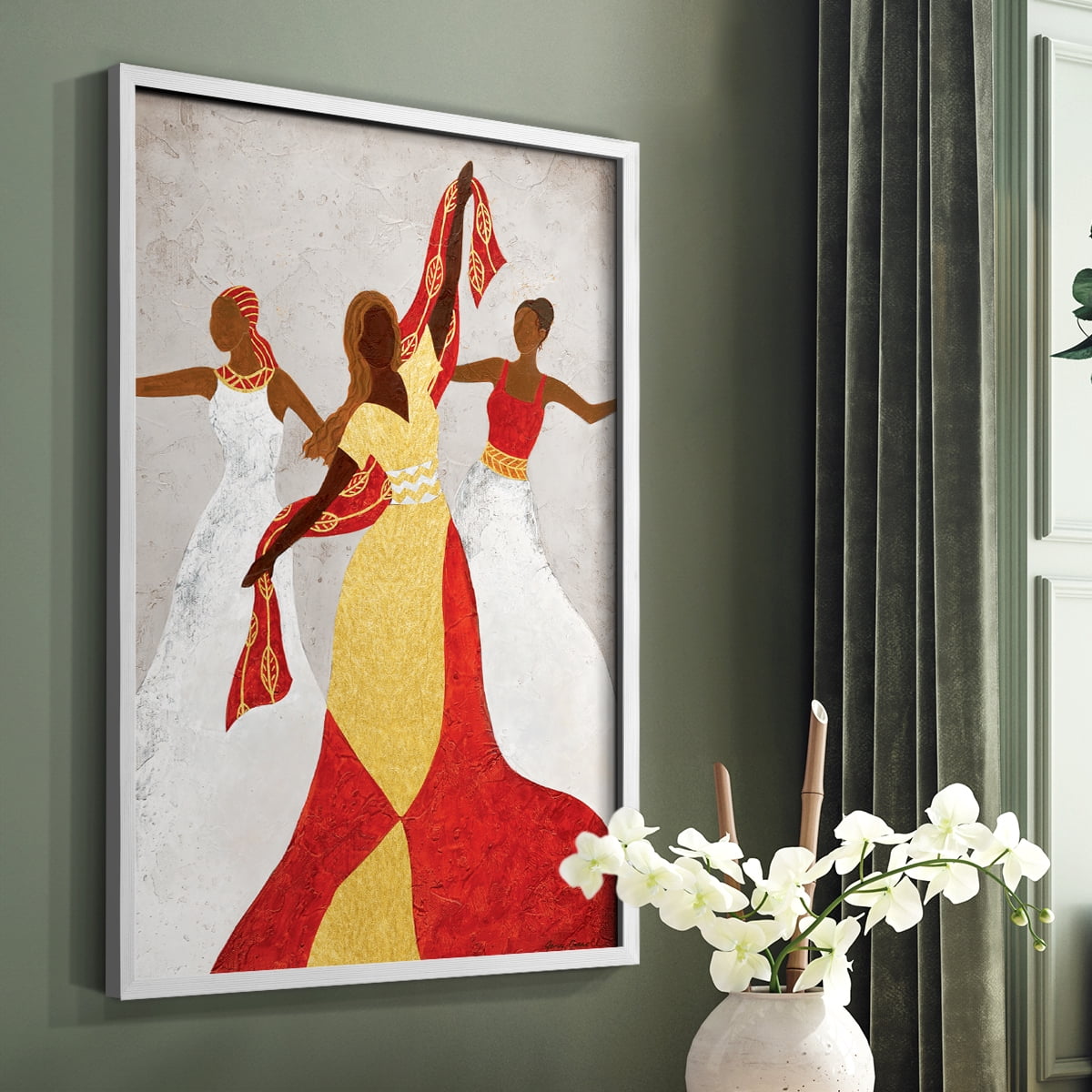 Golden Celebration in White Solid Wood 8 x 10 Framed Print