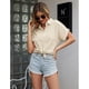 thumbnail image 1 of Top con botones de Color liso, camisa de manga corta de Color liso para mujer, camisa de Color liso de grado profesional, 1 of 5