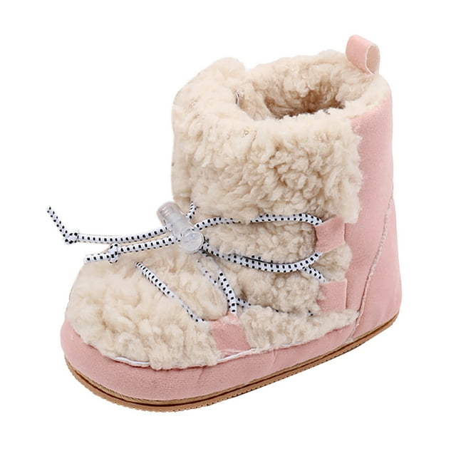 Pantoufles pour Tout-Petits Fille Garçon Chaussures de Maison Duveteuses Semelle Rigide Bottes d'Hiver Bébé Chaussette de Marche Douillette