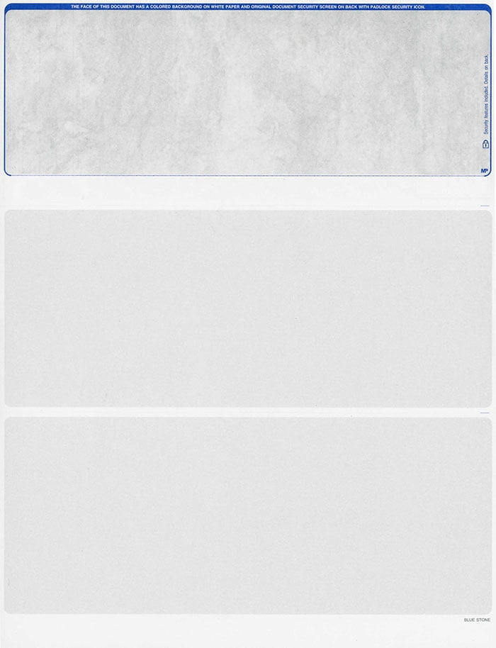 Blank Check Paper Stock-Check On Top High Security GREEN Count 500 