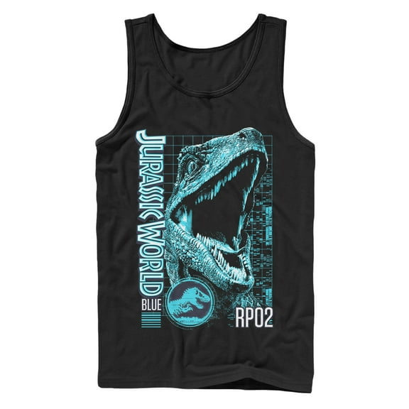 Men's Jurassic World: Fallen Kingdom Blue Portrait Tank Top Black 2X Large
