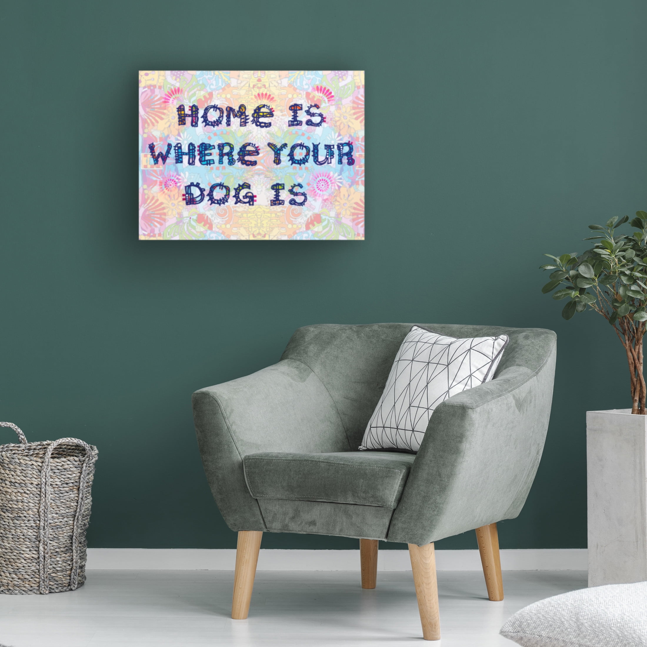 Canvas Wall Art - Dean Russo 'Home Is Where Your Dog Is' Wall Art for Living Room, Bedroom, or Office Décor by Trademark Fine Art - 19 x 14 Inches