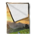 thumbnail image 2 of Country Soft Flannel Fleece Throw Blanket, Landscape of Rice Farm Terrace During Sunset in Thailand Image Photograph Print, Cozy Plush for Indoor and Outdoor Use, 50" x 70", Multicolor, by Ambesonne, 2 of 5